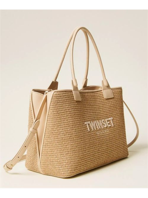 BORSA SHOPPER EFFETTO RAFIA TWIN SET | 261TB707007222 PARCHMENT